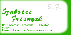 szabolcs frisnyak business card